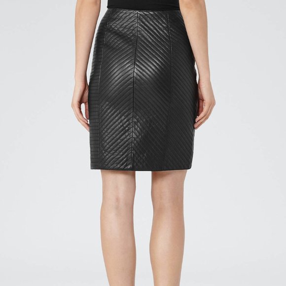 Reiss Azure Quilted Leather Zip-Up Pencil Skirt - Picture 6 of 6